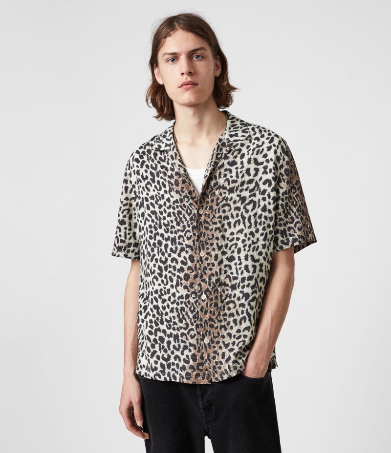 AllSaints Conscious Reserve Mens Animal Print Shirt