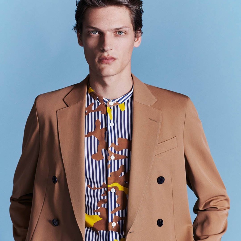 Front and center, Valentin Caron inspires in a sartorial look by BOSS.