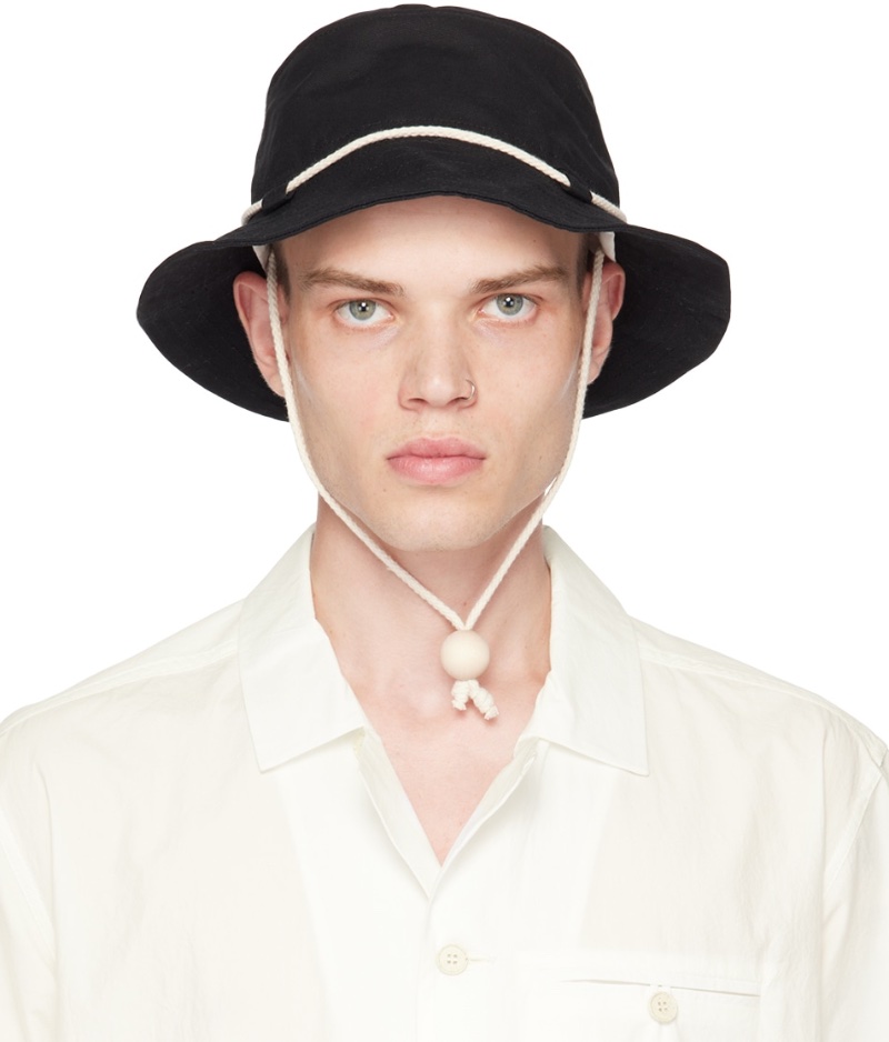 Black Drawstring Bucket Hat Xenia Telunts Men