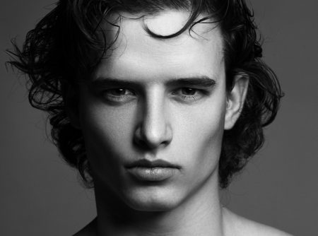 Black White Male Model Portrait Medium Length Hair Beauty