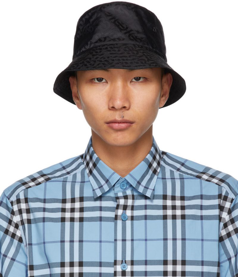 Burberry Black Jacquard Monogram Bucket Hat | The Fashionisto
