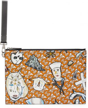 Burberry Multicolor E-Canvas Marine Print Edin Pouch Burberry Multicolor E-Canvas Marine Print Edin Pouch