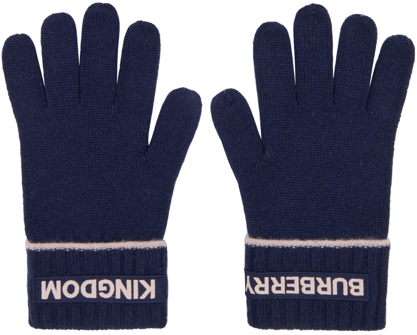 Navy Cashmere Logo & 'Kingdom' Gloves | The