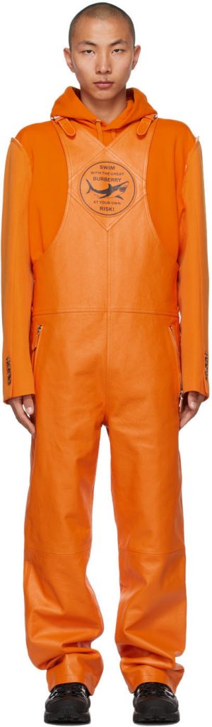 Burberry Orange Leather Shark Graphic Overalls Burberry Orange Leather Shark Graphic Overalls