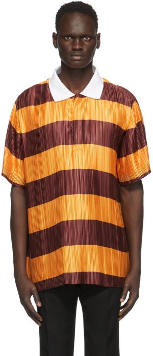 Burberry Orange & Burgundy Pleated Polo Burberry Orange & Burgundy Pleated Polo