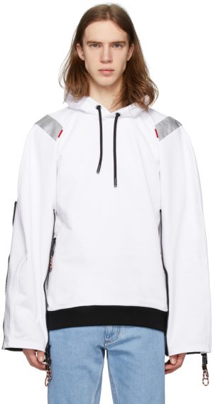 Burberry White Zip Detail Swan Print Hoodie Burberry White Zip Detail Swan Print Hoodie