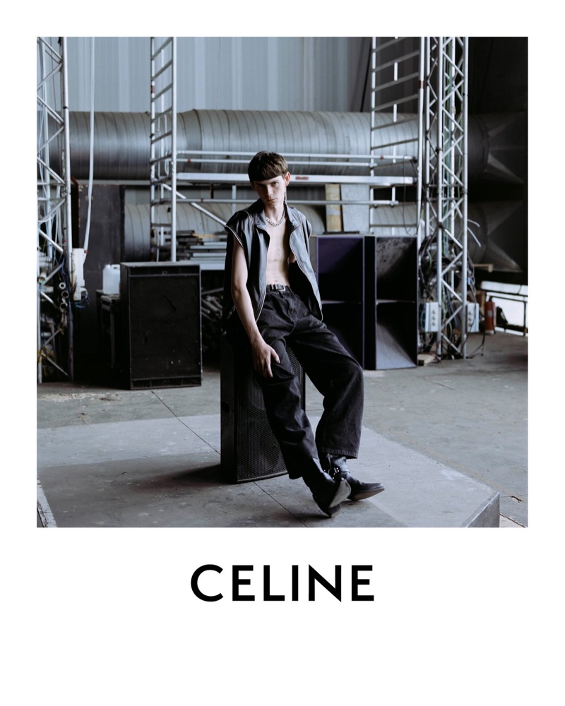 Front and center, Isaac Lane appears in Celine's spring-summer 2021 men's campaign.