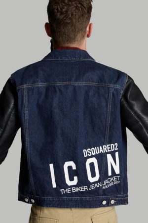 DSQUARED2 Men Denim outerwear Blue Size 36 100% Cotton Polyester Viscose DSQUARED2 Men Denim outerwear Blue Size 36 100% Cotton Polyester Viscose