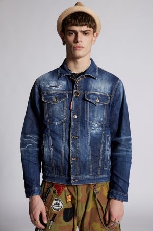 DSQUARED2 Men Denim outerwear Blue Size M 98% Cotton 2% Elastane DSQUARED2 Men Denim outerwear Blue Size M 98% Cotton 2% Elastane