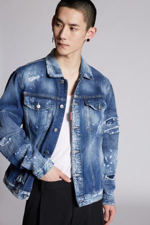 DSQUARED2 Men Denim outerwear Blue Size XL 100% Cotton DSQUARED2 Men Denim outerwear Blue Size XL 100% Cotton