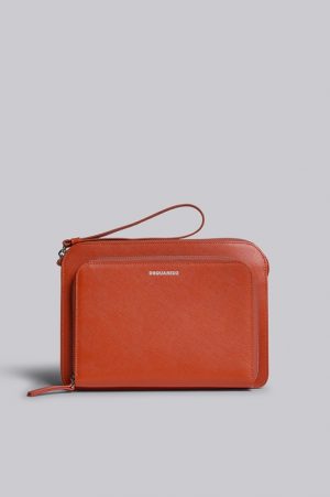 DSQUARED2 Men Hand bag Orange Size OneSize 100% Calfskin DSQUARED2 Men Hand bag Orange Size OneSize 100% Calfskin