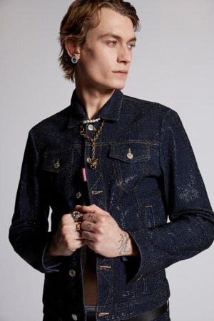 DSQUARED2 Men JACKET/BLAZER Blue Size 42 98% Cotton 2% Elastane Glass DSQUARED2 Men JACKET/BLAZER Blue Size 42 98% Cotton 2% Elastane Glass