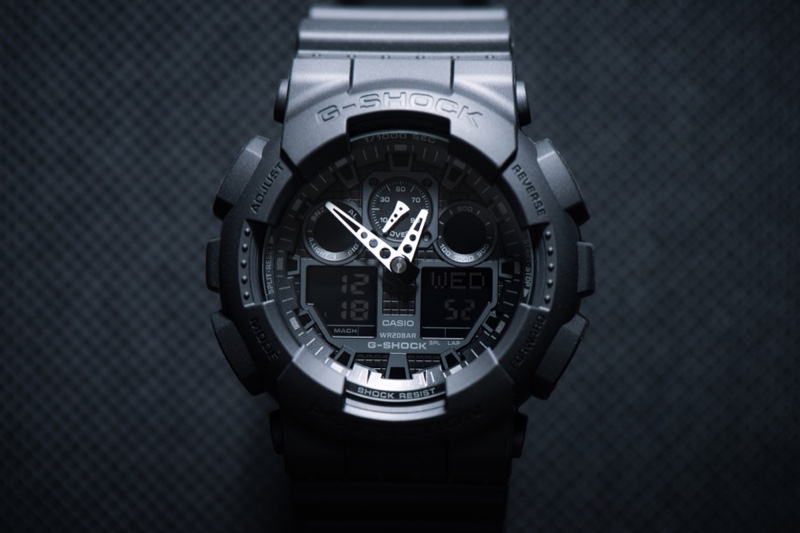 G-Shock GA-100-1A1 Black Watch Closeup » What G-Shock Do Navy Seals Wear? G-Shock GA-100-1A1 Black Watch Closeup