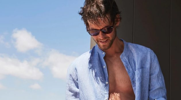 Josh Upshaw Brightens the Mood in Exciting J.Crew Swimwear A 6" stretch floral print swim trunk livens the mood as Josh Upshaw showcases summer style from J.Crew.