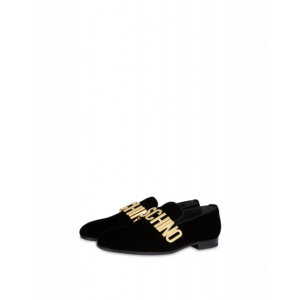 Lettering Logo Velvet Loafers Lettering Logo Velvet Loafers