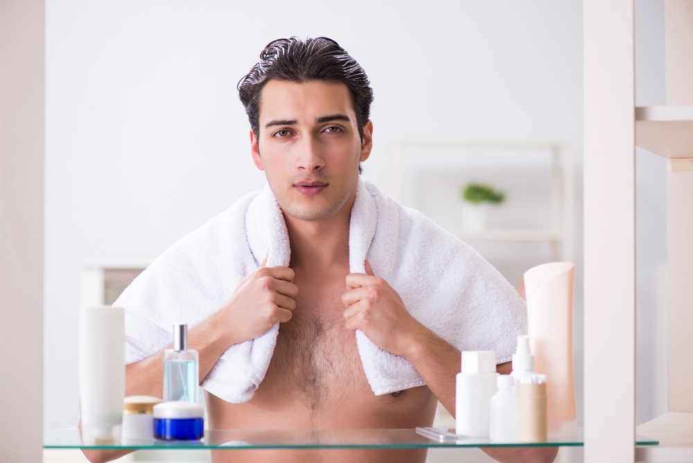 Male Model Face Care Skin Bathroom Routine