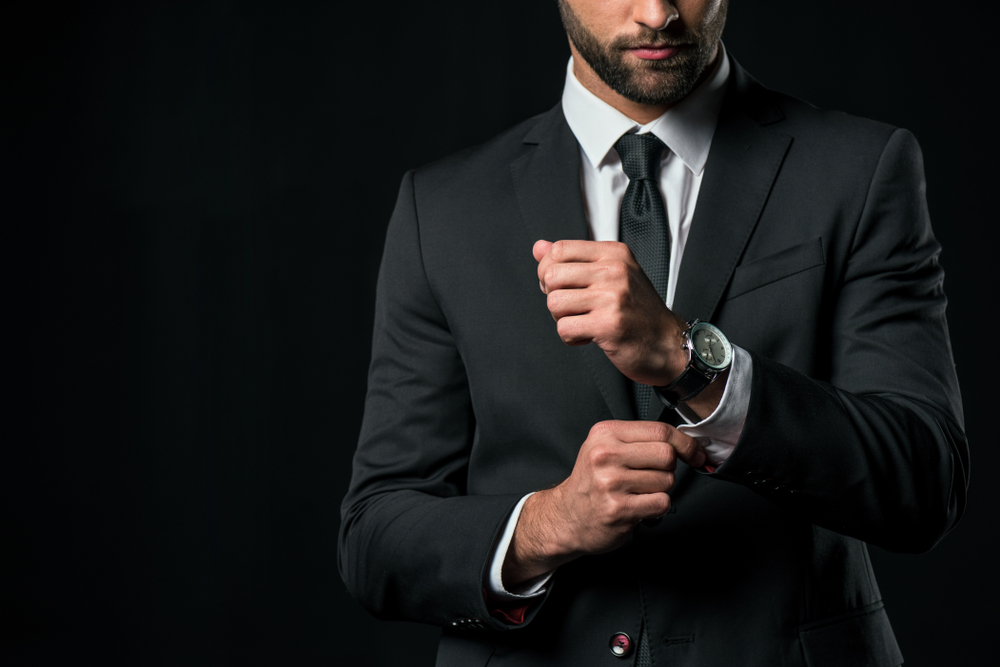 Man Wearing Suit and Watch