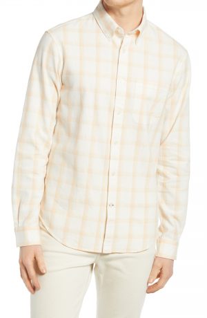 Men's Club Monaco Plaid Stretch Button-Down Shirt, Size Small - White Men's Club Monaco Plaid Stretch Button-Down Shirt, Size Small - White