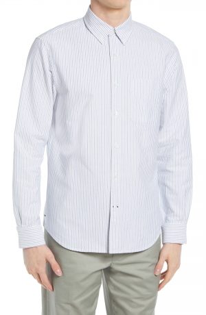 Men's Club Monaco Slim Fit Multistripe Button-Down Shirt, Size X-Small - Blue Men's Club Monaco Slim Fit Multistripe Button-Down Shirt, Size X-Small - Blue