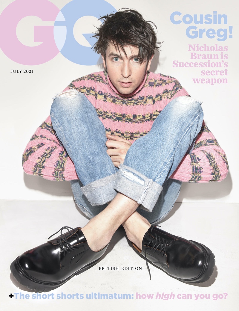 'Succession' actor Nicholas Braun covers the July 2021 issue of British GQ.