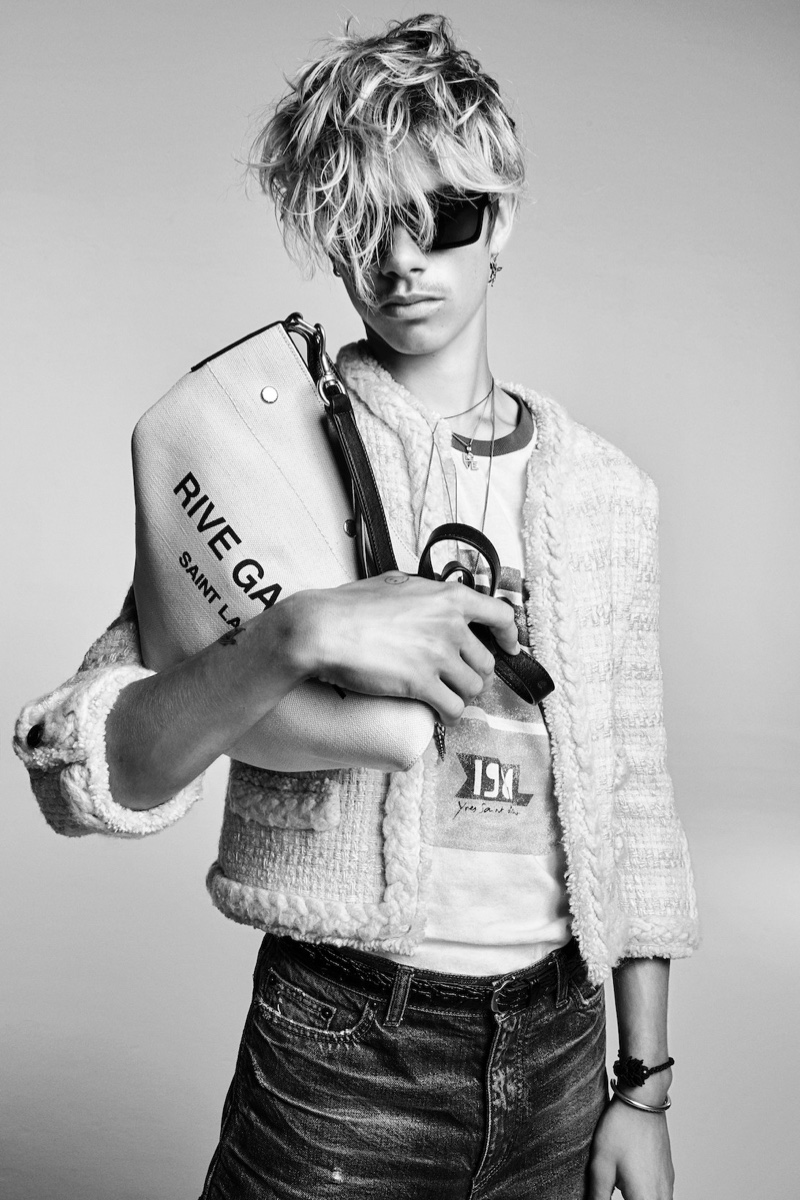 Gray Sorrenti photographs Romeo Beckham for Saint Laurent's denim campaign.