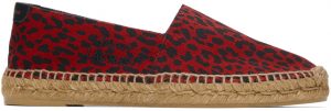 Saint Laurent Red Babycat-Print Embroidered Espadrilles Saint Laurent Red Babycat-Print Embroidered Espadrilles