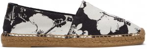 Saint Laurent White & Black Hibiscus Print Espadrilles Saint Laurent White & Black Hibiscus Print Espadrilles