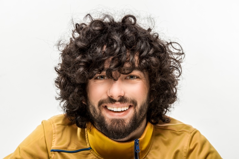 Smiling Man Curly Healthy Hair Smiling Man Curly Healthy Hair