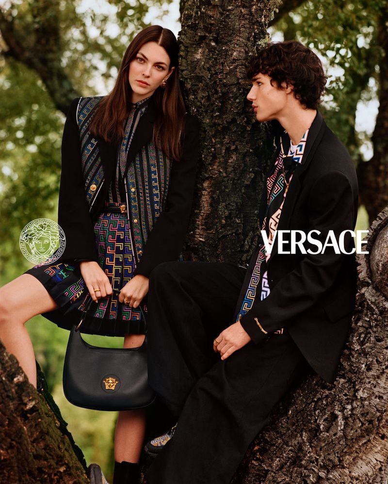 Vittoria Ceretti and Fernando Lindez appear in Versace's pre-fall 2021 campaign.