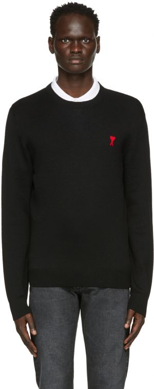 AMI Alexandre Mattiussi Black Ami De Coeur Sweater AMI Alexandre Mattiussi Black Ami De Coeur Sweater