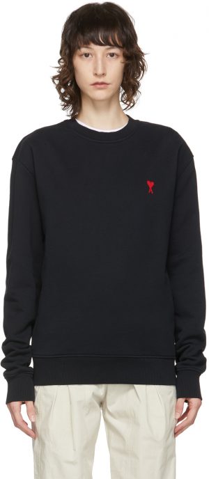 AMI Alexandre Mattiussi Black Ami De Coeur Sweatshirt AMI Alexandre Mattiussi Black Ami De Coeur Sweatshirt