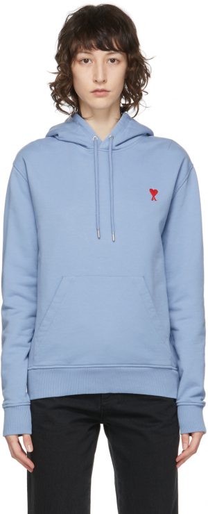 AMI Alexandre Mattiussi Blue Ami De Coeur Hoodie AMI Alexandre Mattiussi Blue Ami De Coeur Hoodie