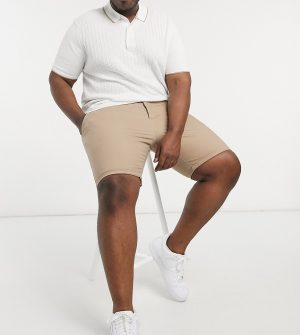 ASOS DESIGN Plus slim chino shorts in stone-Neutral ASOS DESIGN Plus slim chino shorts in stone-Neutral