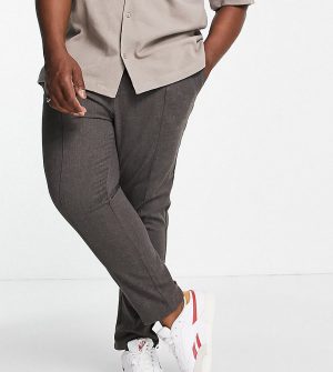 ASOS DESIGN Plus slim pants in gray with elasticized waist-Grey ASOS DESIGN Plus slim pants in gray with elasticized waist-Grey