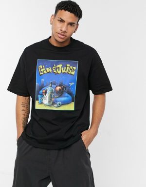ASOS DESIGN Snoop Dogg Gin & Juice oversized t-shirt with front print in black ASOS DESIGN Snoop Dogg Gin & Juice oversized t-shirt with front print in black