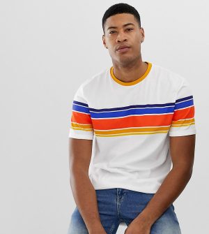 ASOS DESIGN Tall organic cotton relaxed t-shirt with thick retro stripe and roll sleeve-White ASOS DESIGN Tall organic cotton relaxed t-shirt with thick retro stripe and roll sleeve-White