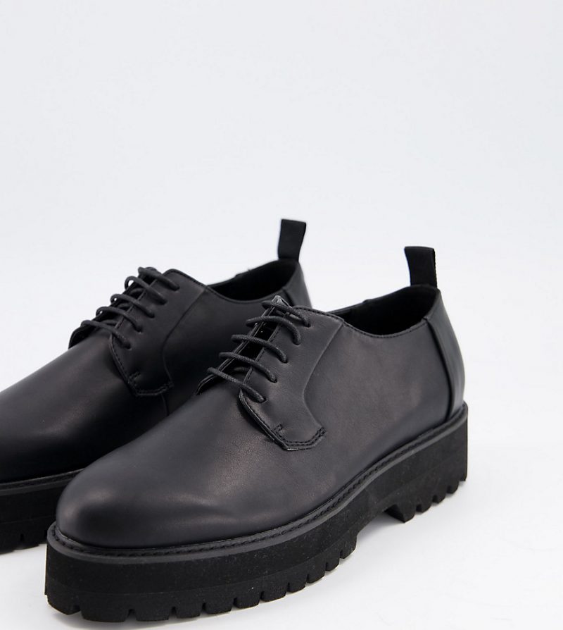 wide fit black leather shoes