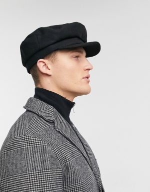 ASOS DESIGN mariner newsboy hat in black melton ASOS DESIGN mariner newsboy hat in black melton