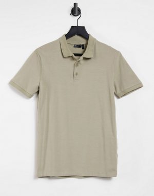 ASOS DESIGN organic muscle fit polo in beige-Neutral ASOS DESIGN organic muscle fit polo in beige-Neutral