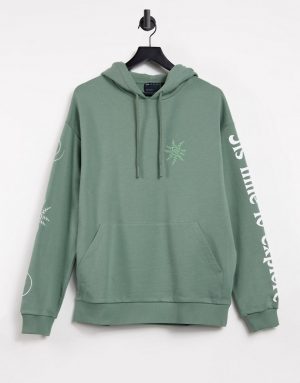 ASOS DESIGN oversized hoodie with multi placement mystic prints-Green ASOS DESIGN oversized hoodie with multi placement mystic prints-Green