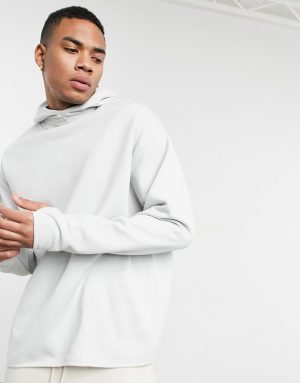 ASOS DESIGN oversized hoodie with square pockets in pale gray-Grey ASOS DESIGN oversized hoodie with square pockets in pale gray-Grey