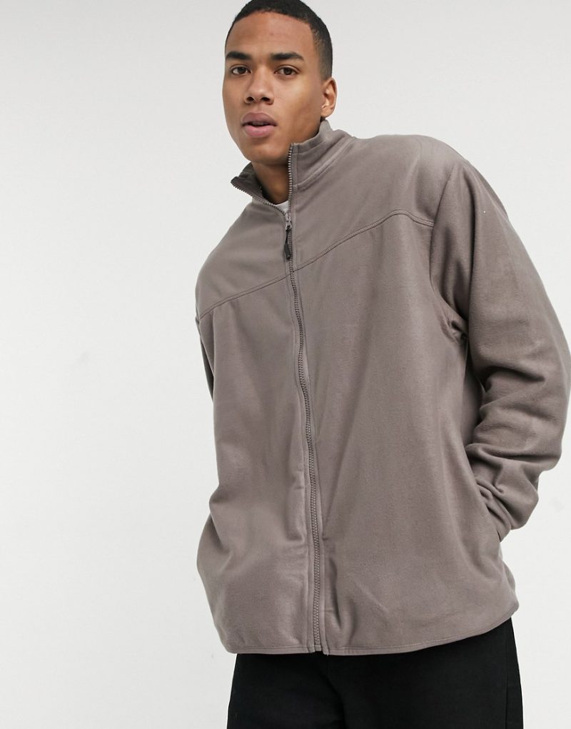 ASOS DESIGN oversized polar fleece track jacket in light brown | The ...