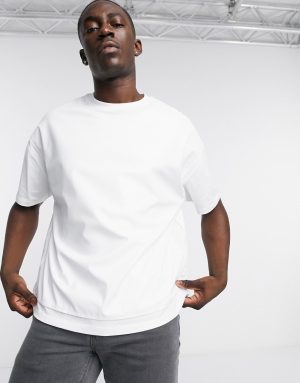 ASOS DESIGN oversized t-shirt in faux-leather in white ASOS DESIGN oversized t-shirt in faux-leather in white