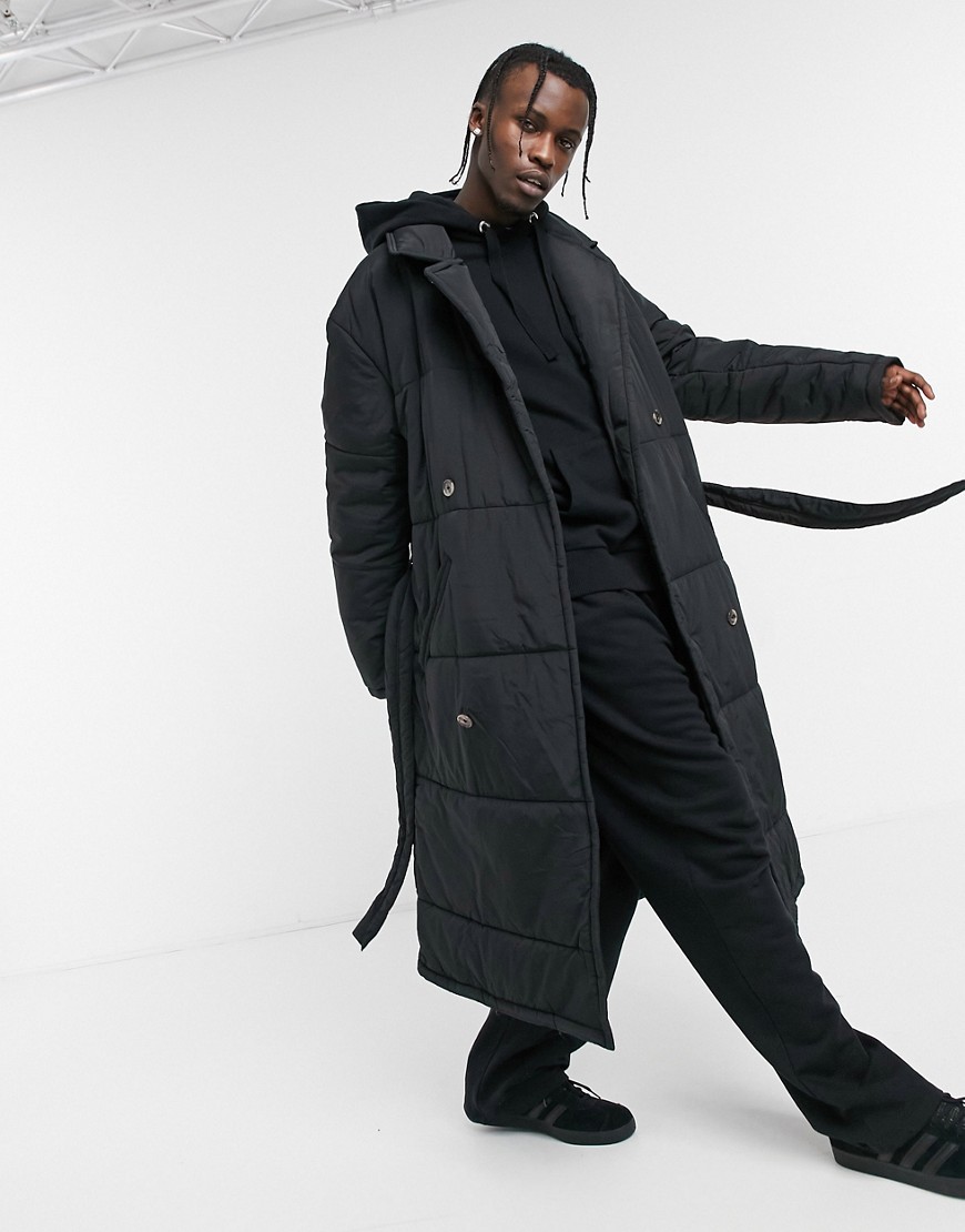 asos black long coat