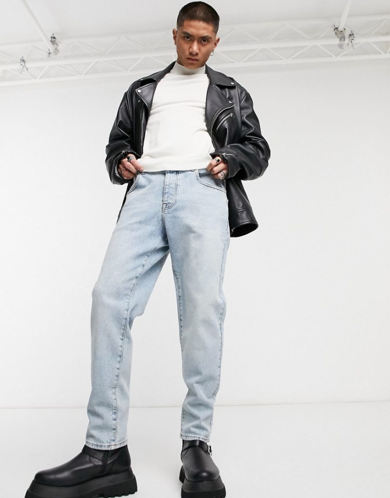 asos design baggy jeans in vintage light wash blue