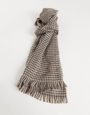 ASOS DESIGN woven scarf in houndstooth check-White ASOS DESIGN woven scarf in houndstooth check-White