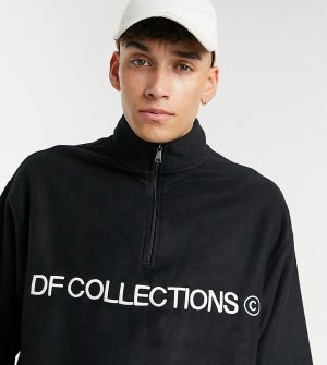 ASOS Dark Future Tall oversized polar fleece sweatshirt with half zip in black ASOS Dark Future Tall oversized polar fleece sweatshirt with half zip in black