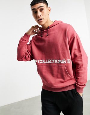 ASOS Dark Future oversized hoodie in red with multi-placement print ASOS Dark Future oversized hoodie in red with multi-placement print