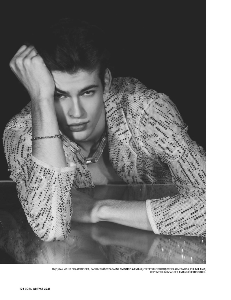 » Bastien De Bels Stars in 'Brilliant Nocturne' for GQ Russia Bastien De Bels 2021 GQ Russia Fashion Editorial 002
