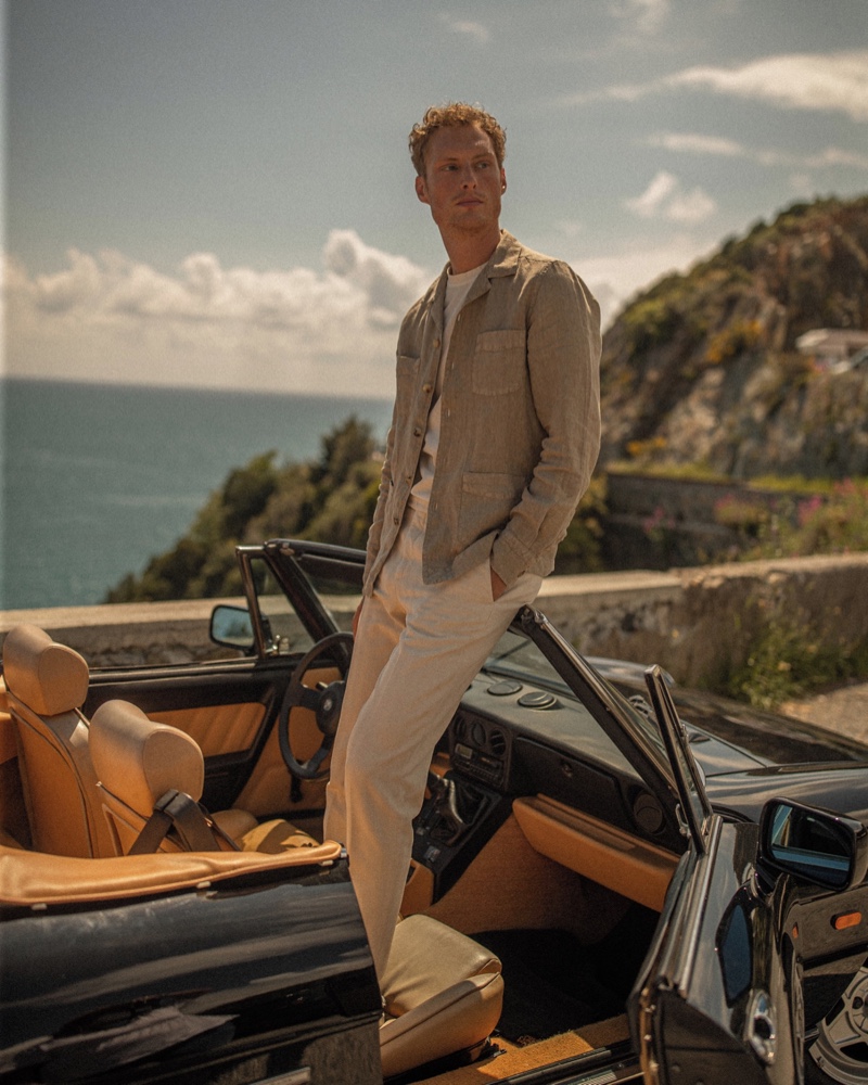 Front and center, Gordon Bothe stars in Boglioli's summer 2021 campaign.